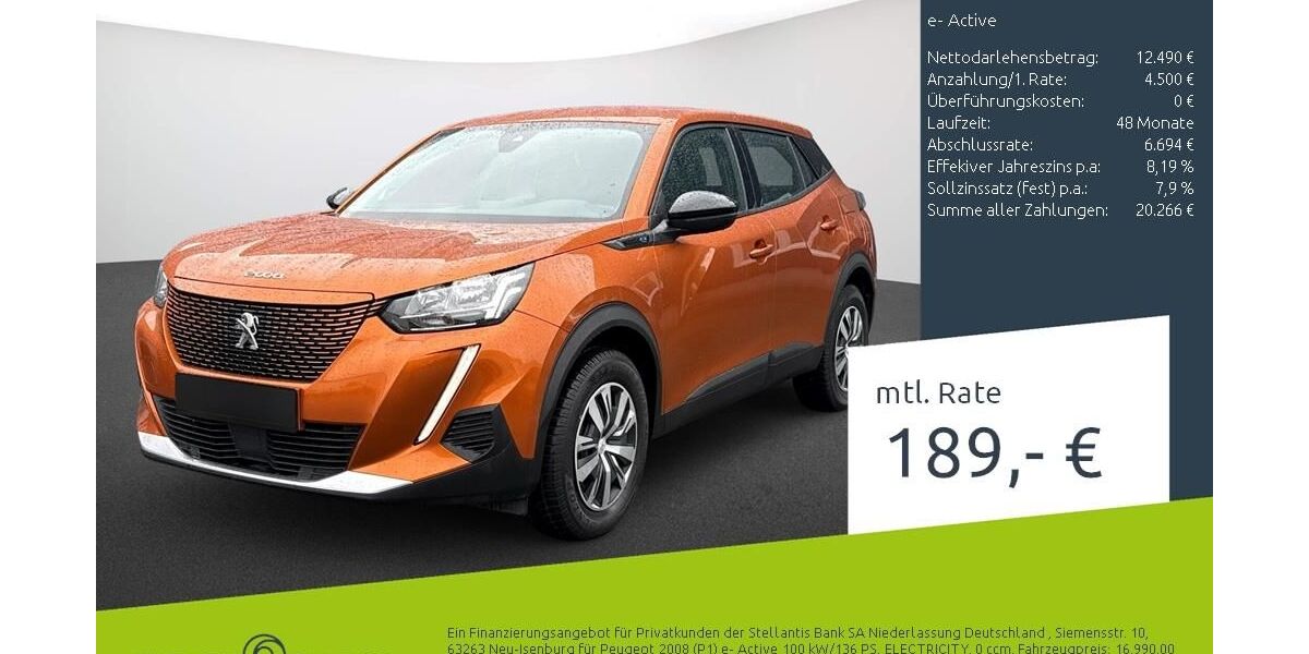 Peugeot e-2008 50.318 km 16.514 &euro; Bocholt 46395